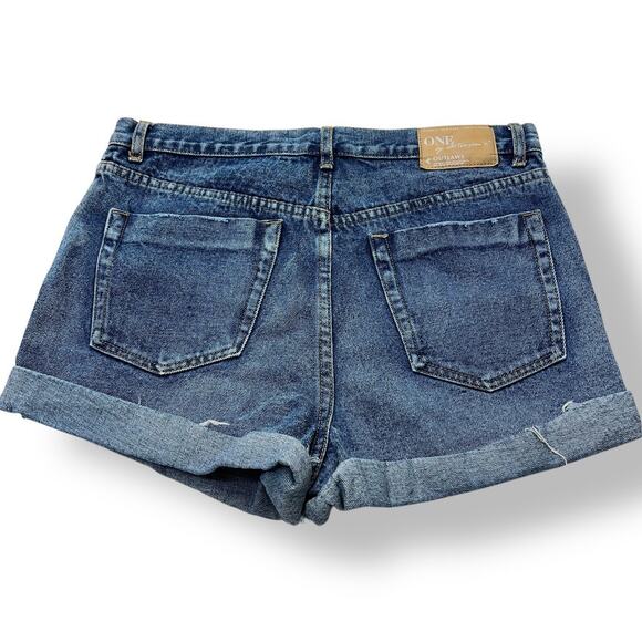 One x One Teaspoon Low Waist Bonita Raw Hem Distressed Jean Shorts Sz 28 - Picture 2 of 9